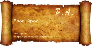 Paor Apor névjegykártya